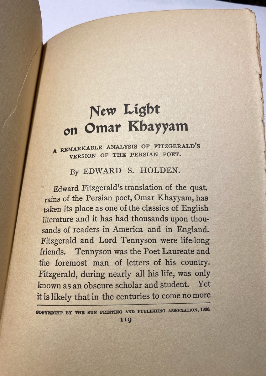 New Light on Omar Khayyam by Edward S. Holden