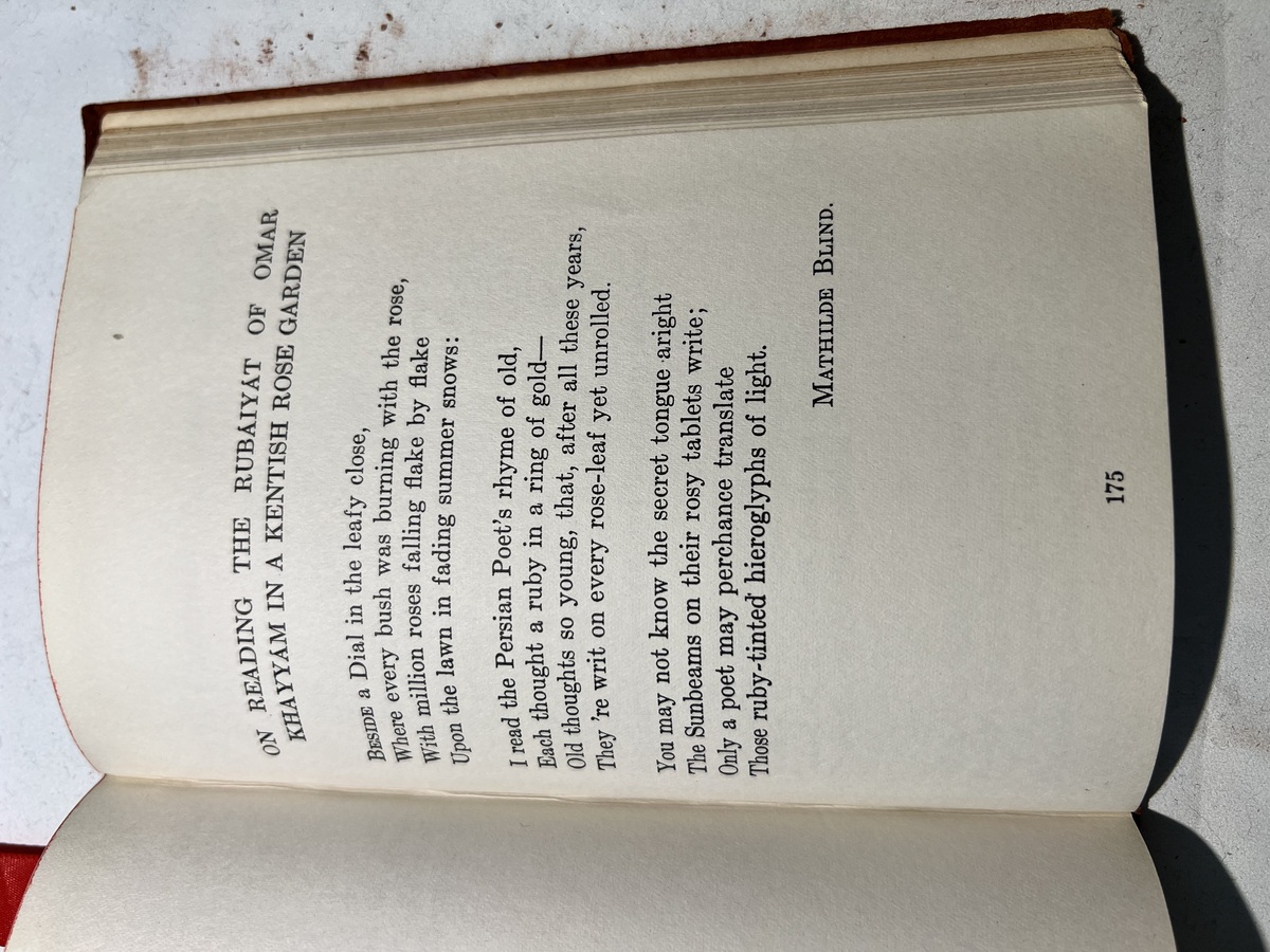 On Reading The Rubaiyat of Omar Khayyam in a Kentish Rose Garden - by Mathilde Blind.