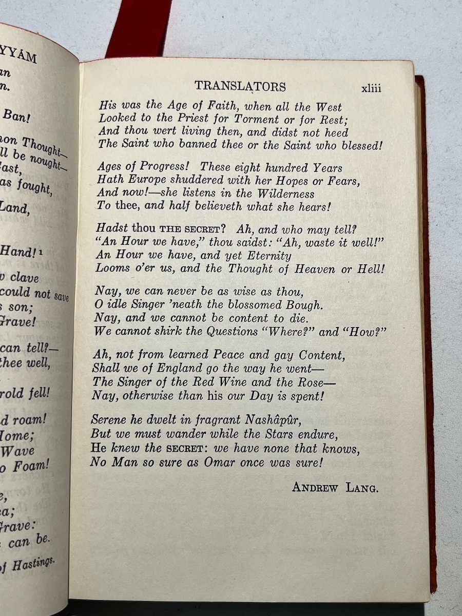 To Omar Khayyam by Andrew Lang, last page with incorrect heading