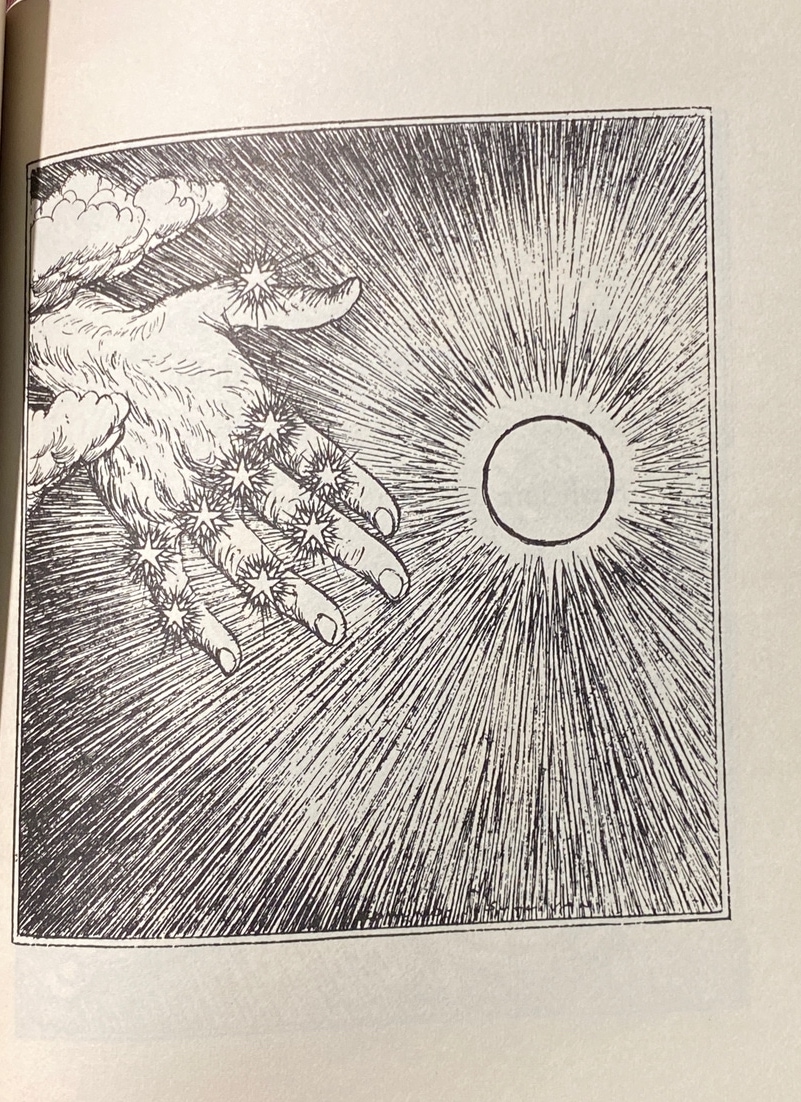 Sparkling hand reaching to sun